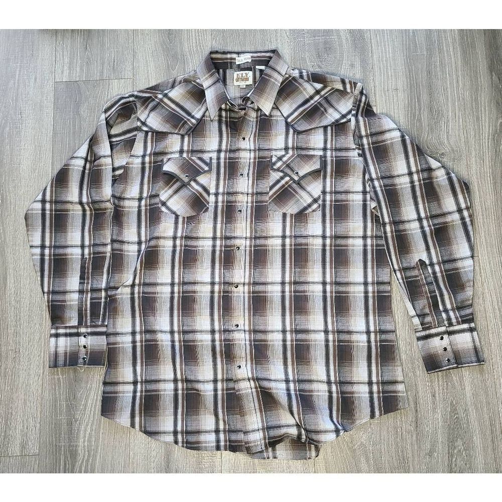 Ely Cattleman Tall Man Western Lightweight Snap Shirt XXLT EUC